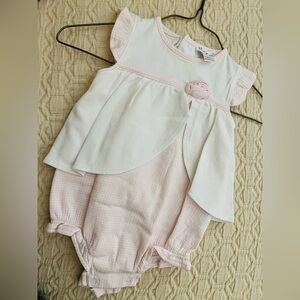 Chic White and Pink Baby girl Romper size 6-9 month
